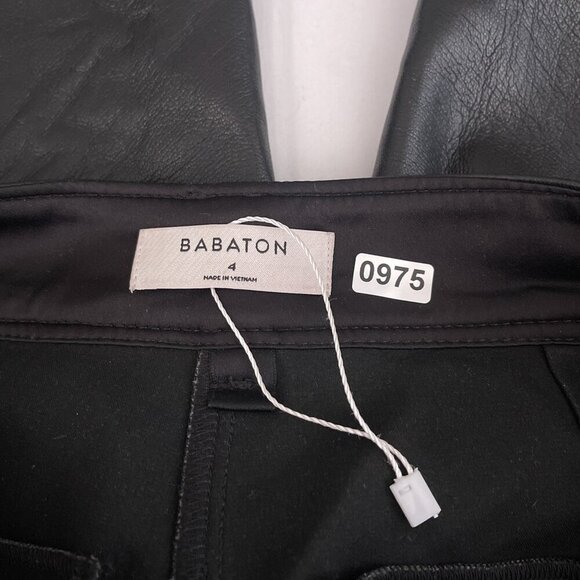 Babaton Command Cropped Pants Trouser‎ Mid-rise Vegan Leather Black Women 4 NWOT - Picture 6 of 13